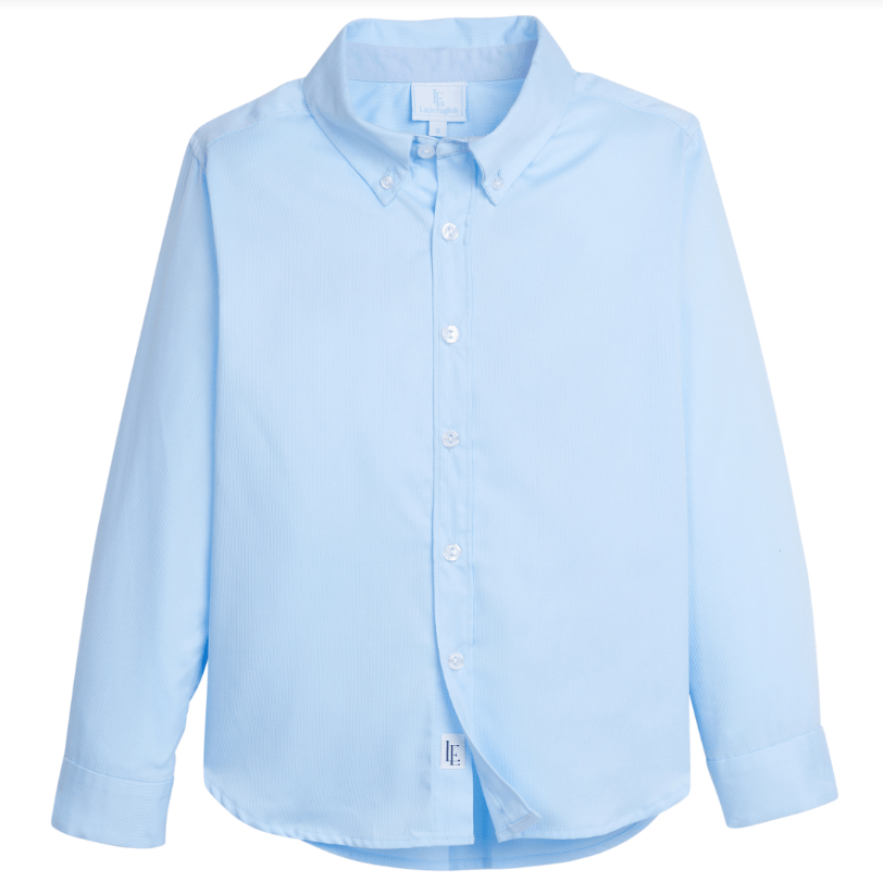 Button Down Shirt - Light Blue Pique Boys Shirts + Polos Little English