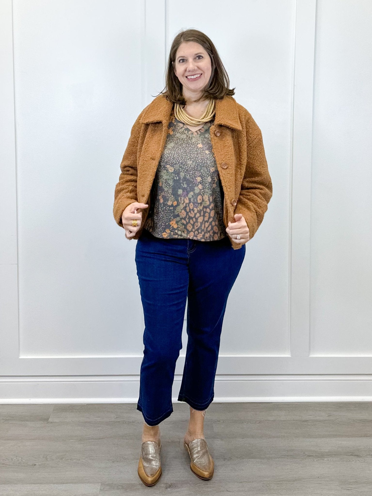 Button Front Boucle Jacket - Ginger Spice - Sugar Babies Children's Boutique/Meg's Shoppe
