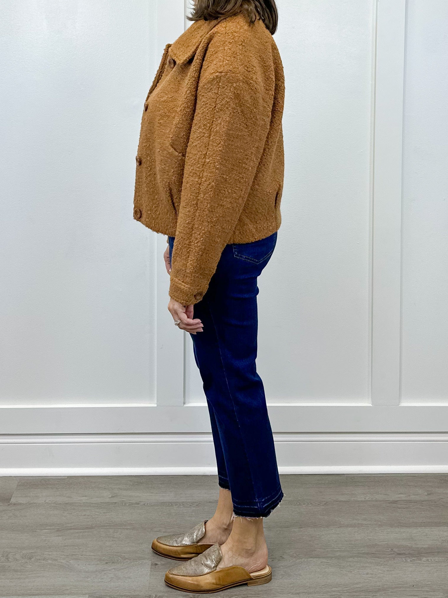Button Front Boucle Jacket - Ginger Spice - Sugar Babies Children's Boutique/Meg's Shoppe