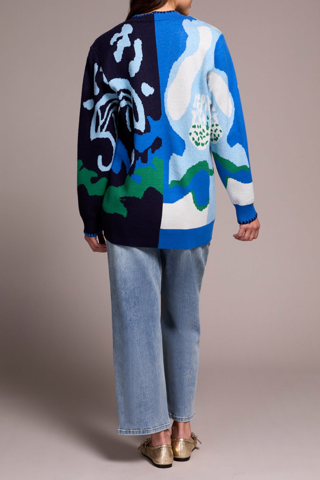 Button Front Jacquard Sweater Cardigan - Nightfall Sweaters Tribal