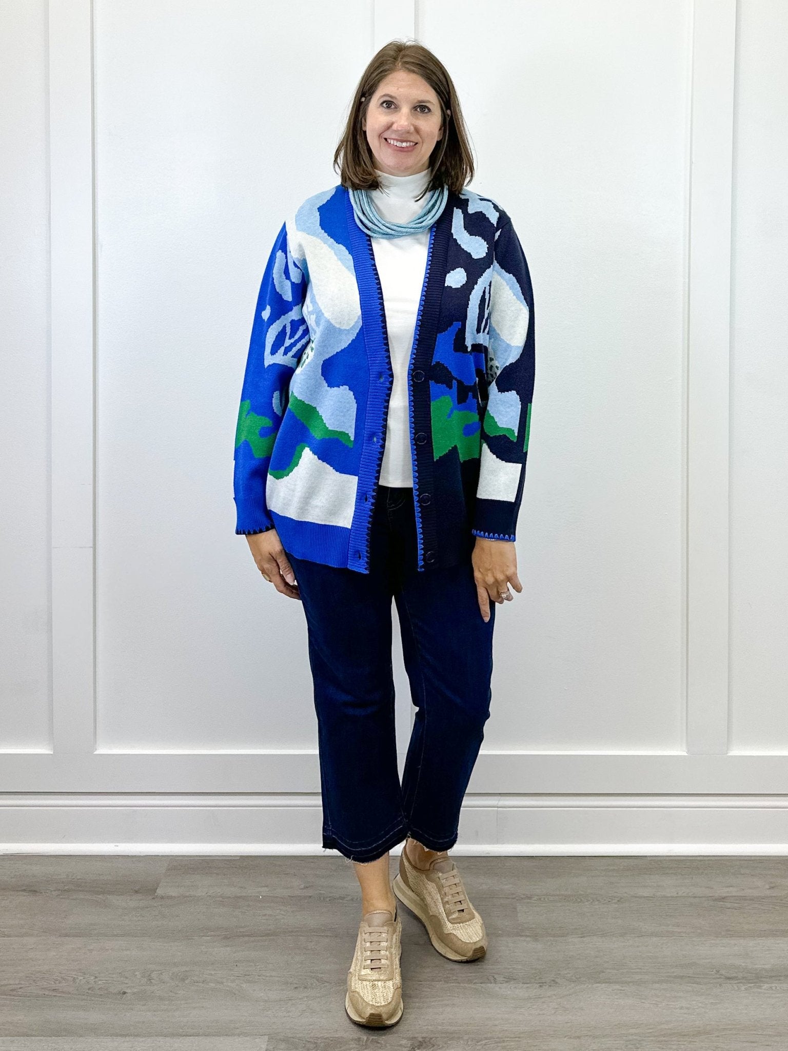 Button Front Jacquard Sweater Cardigan - Nightfall Sweaters Tribal