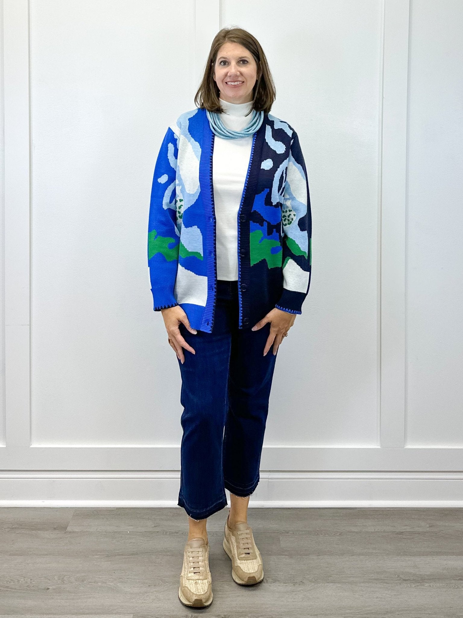 Button Front Jacquard Sweater Cardigan - Nightfall Sweaters Tribal