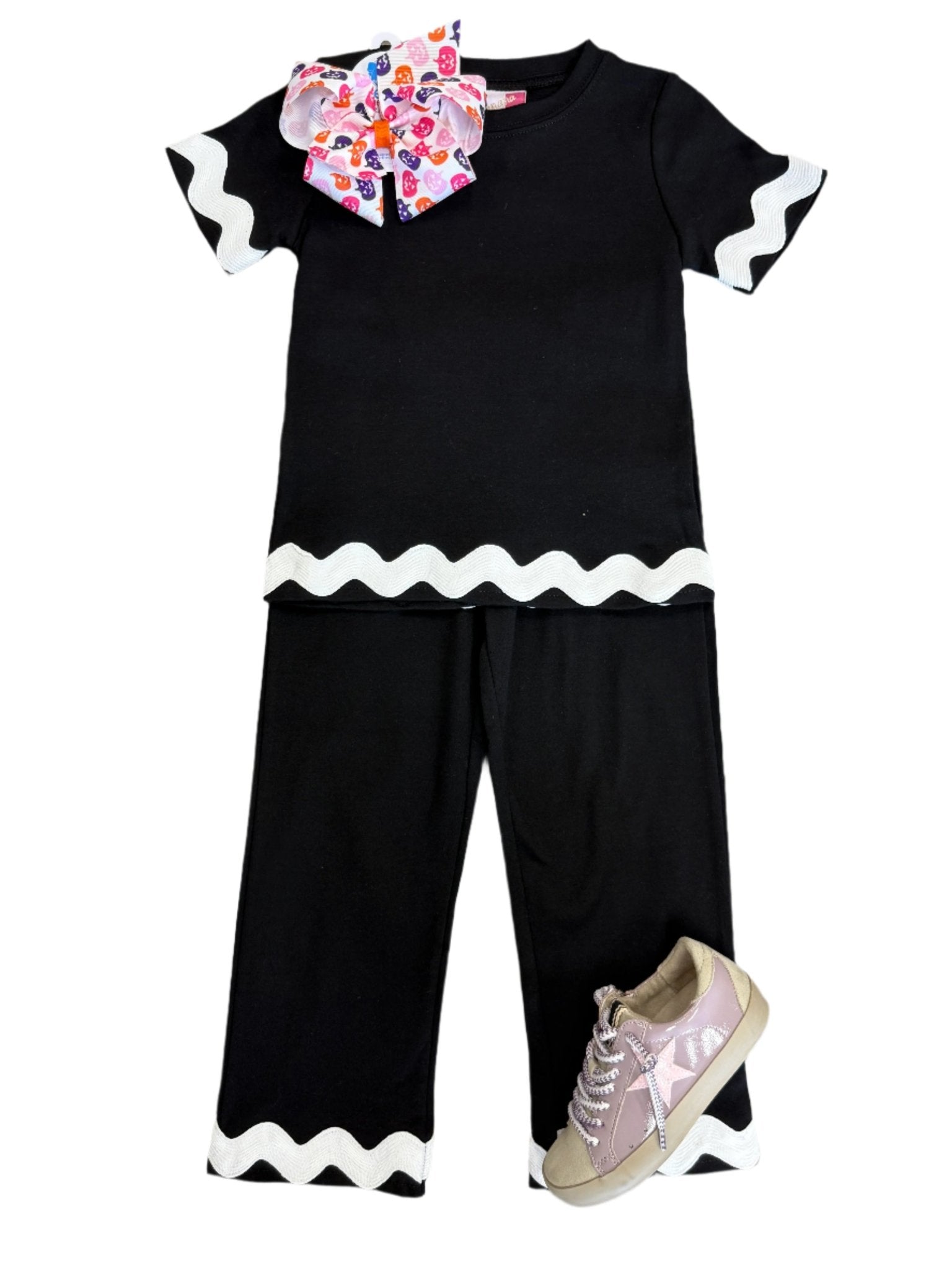 Camila Ric Rac Pant Set - Black Girls Sets Banana Split