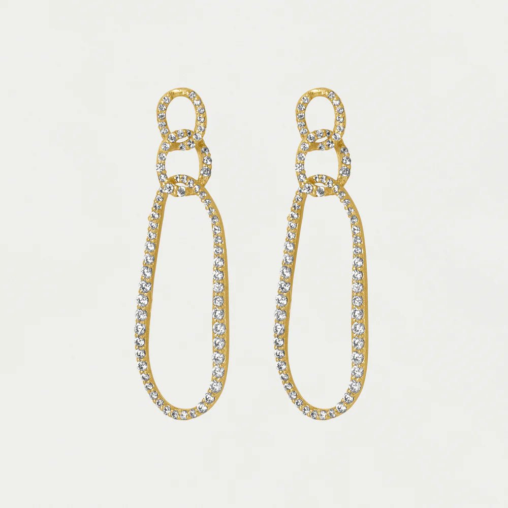 Camille Drop Earrings - Gold/White Topaz Earrings Dean Davidson