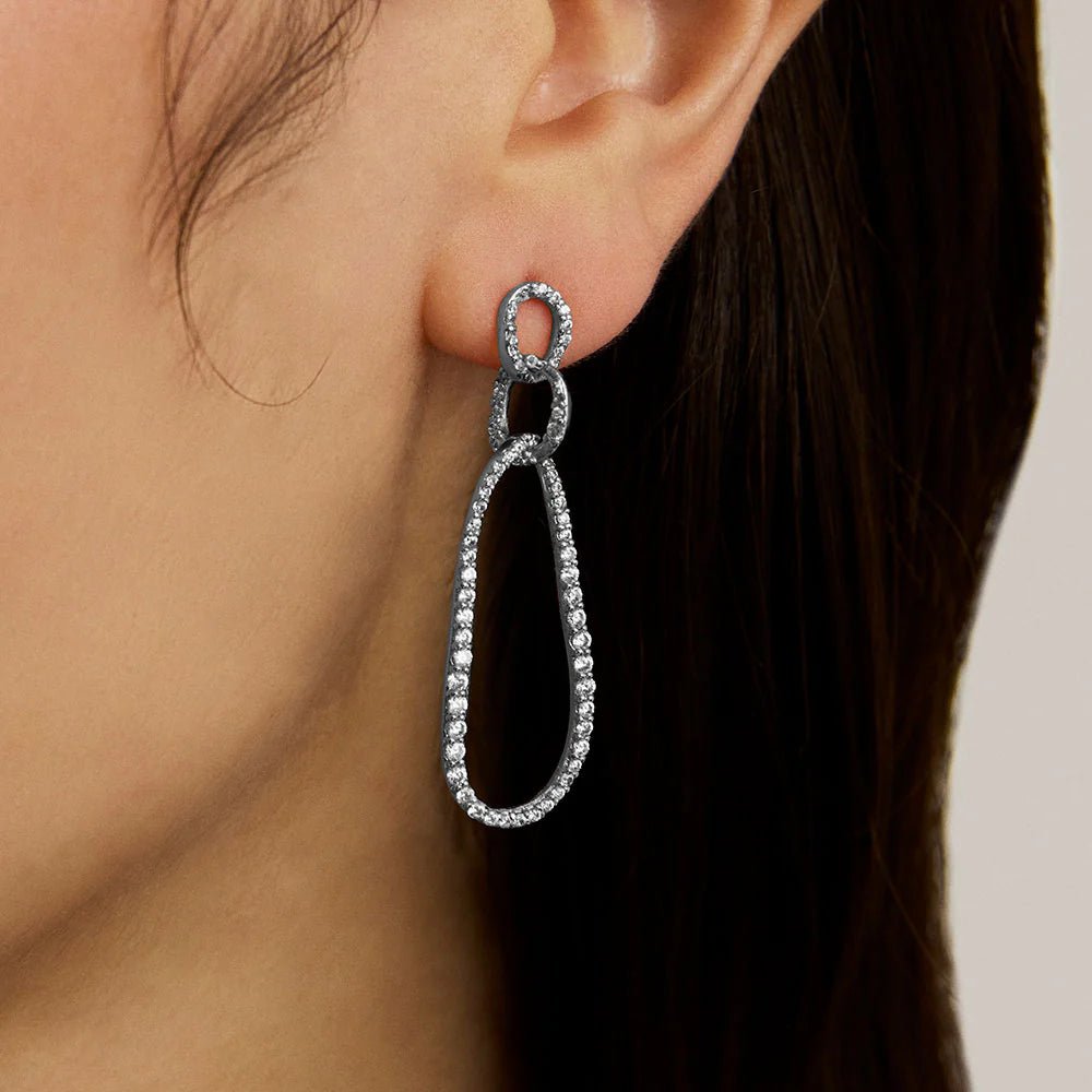 Camille Drop Earrings - Silver/White Topaz Earrings Dean Davidson