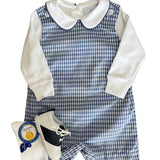 Piped Peter Pan Shirt - Gray Blue Boys Shirts + Polos Little English