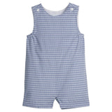 Campbell Shortall - Gray Blue Gingham Boys Bubbles + Rompers Little English