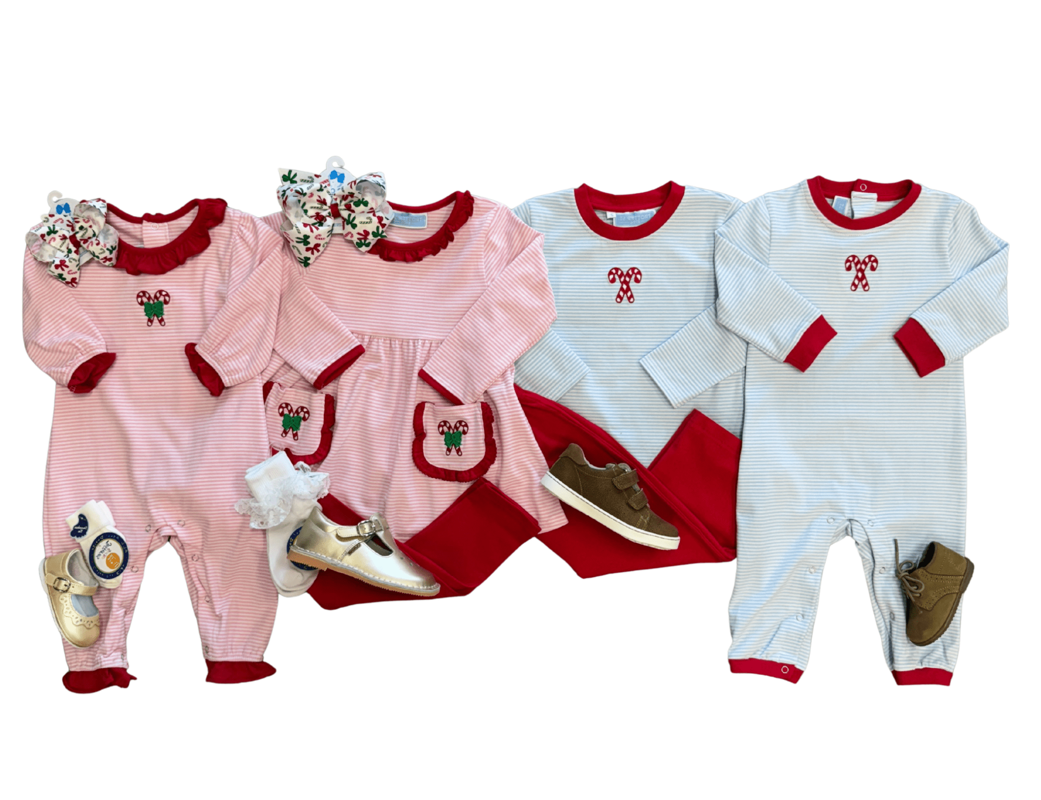 Candy Cane Embroidery Ruffle Pant Set Girls Sets Trotter Street Kids