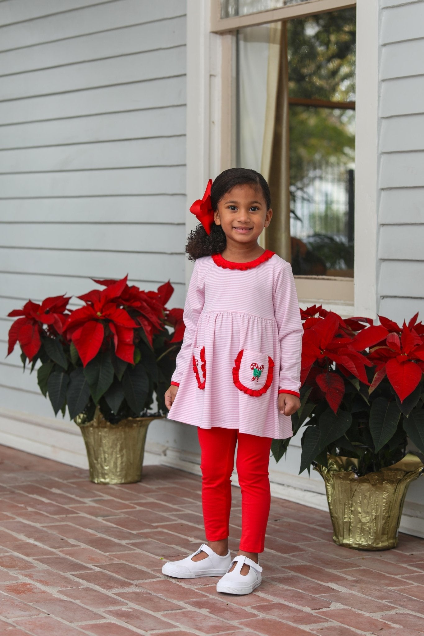 Candy Cane Embroidery Ruffle Pant Set Girls Sets Trotter Street Kids