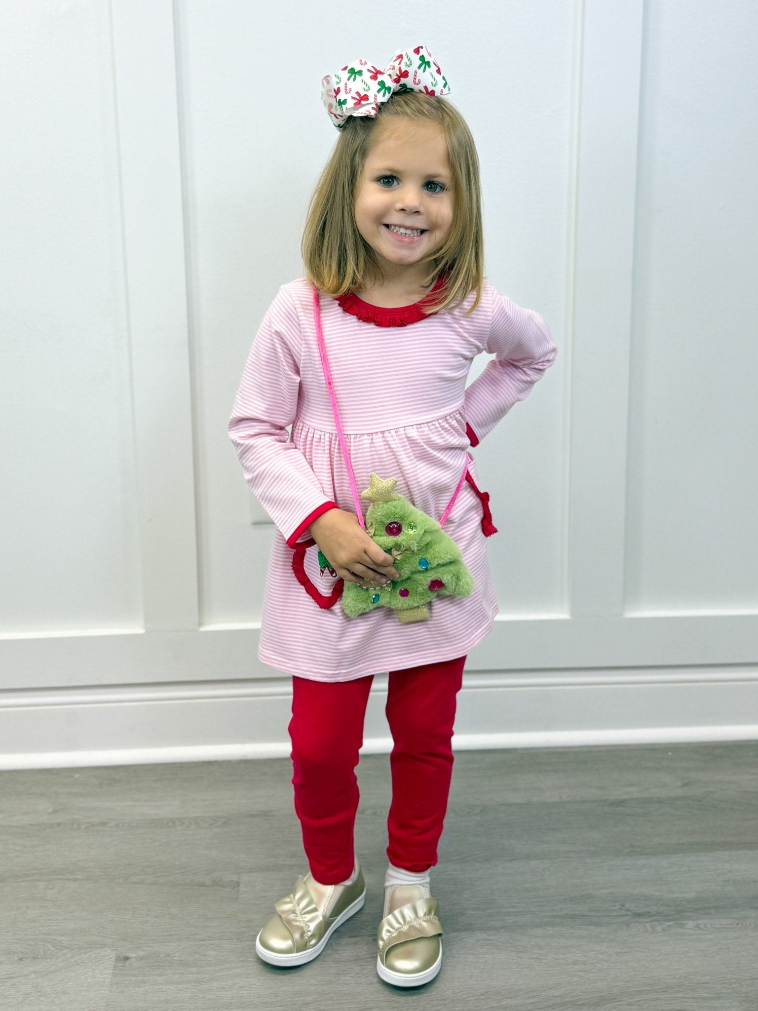Candy Cane Embroidery Ruffle Pant Set Girls Sets Trotter Street Kids