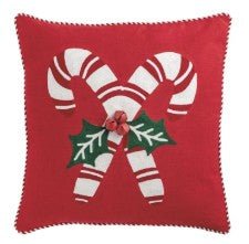 Candy Cane Whimsy Christmas Embroidered Pillow Seasonal Mudpie