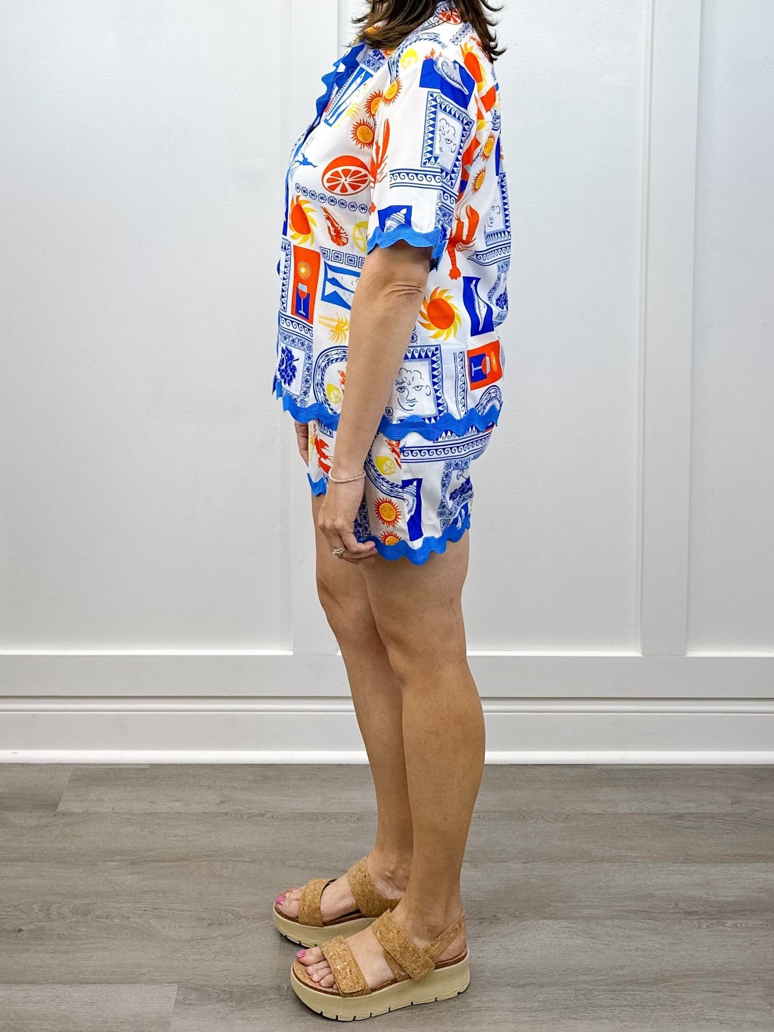 Capri Short Set - Blue Multi Shorts Cezele