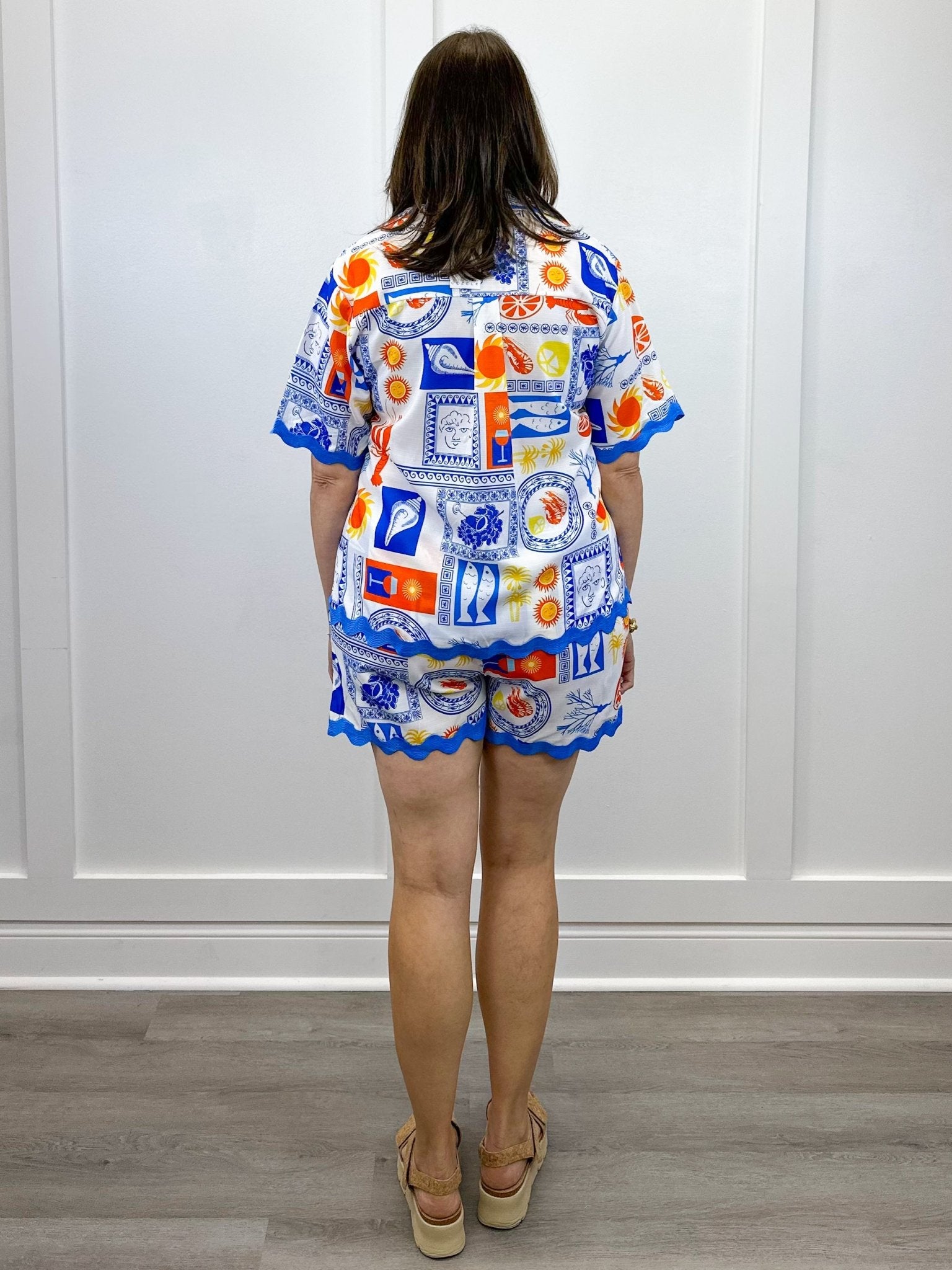 Capri Short Set - Blue Multi Shorts Cezele