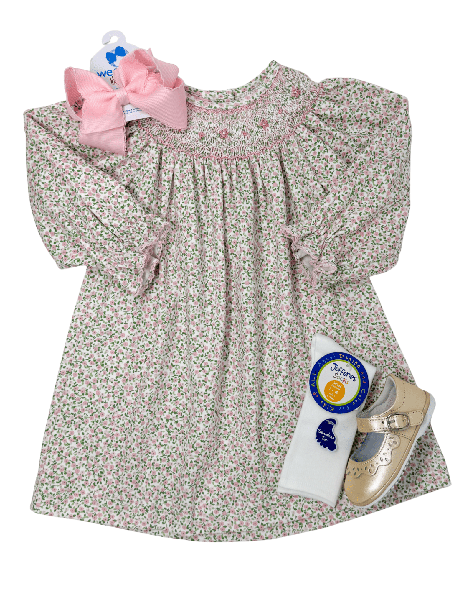 Carol Dress - Pink Liberty Floral Bishop Girls Occasion Dresses Petit Bebe