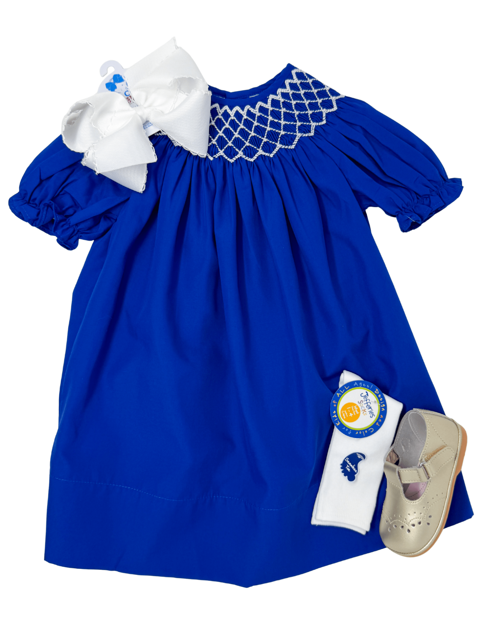 Catherine Pearl Smocked Dress - Royal Blue Girls Occasion Dresses Sweet Dreams