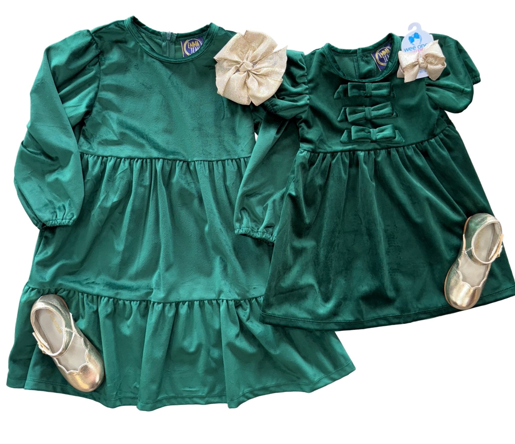 Chelsea Bow Dress - Emerald Girls Occasion Dresses Emma Jean