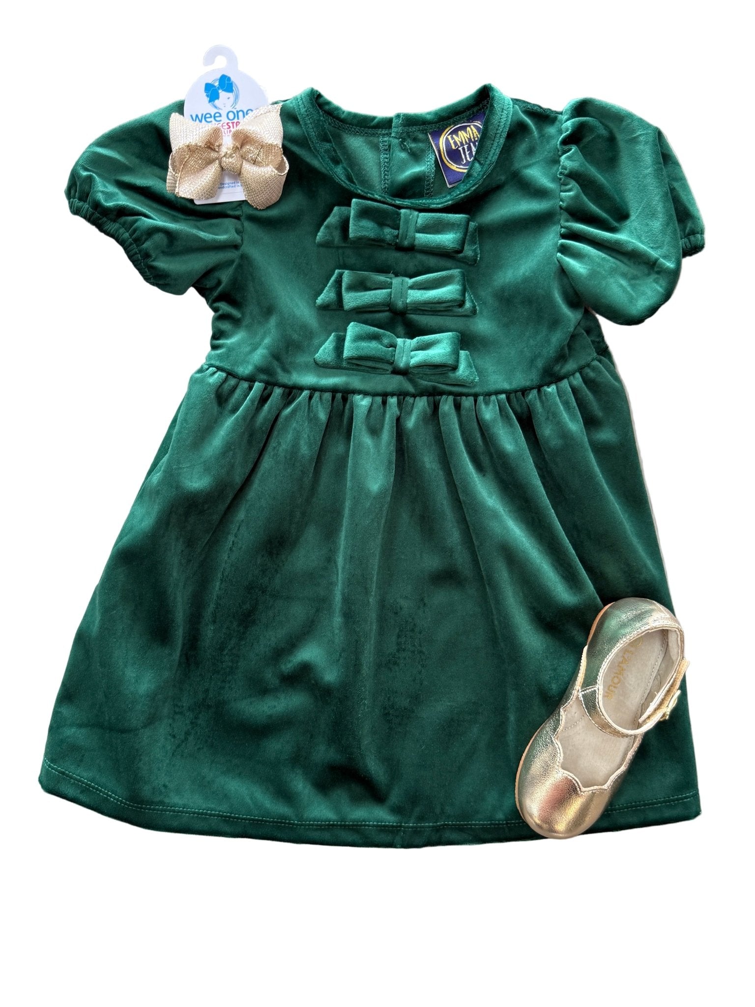 Chelsea Bow Dress - Emerald Girls Occasion Dresses Emma Jean