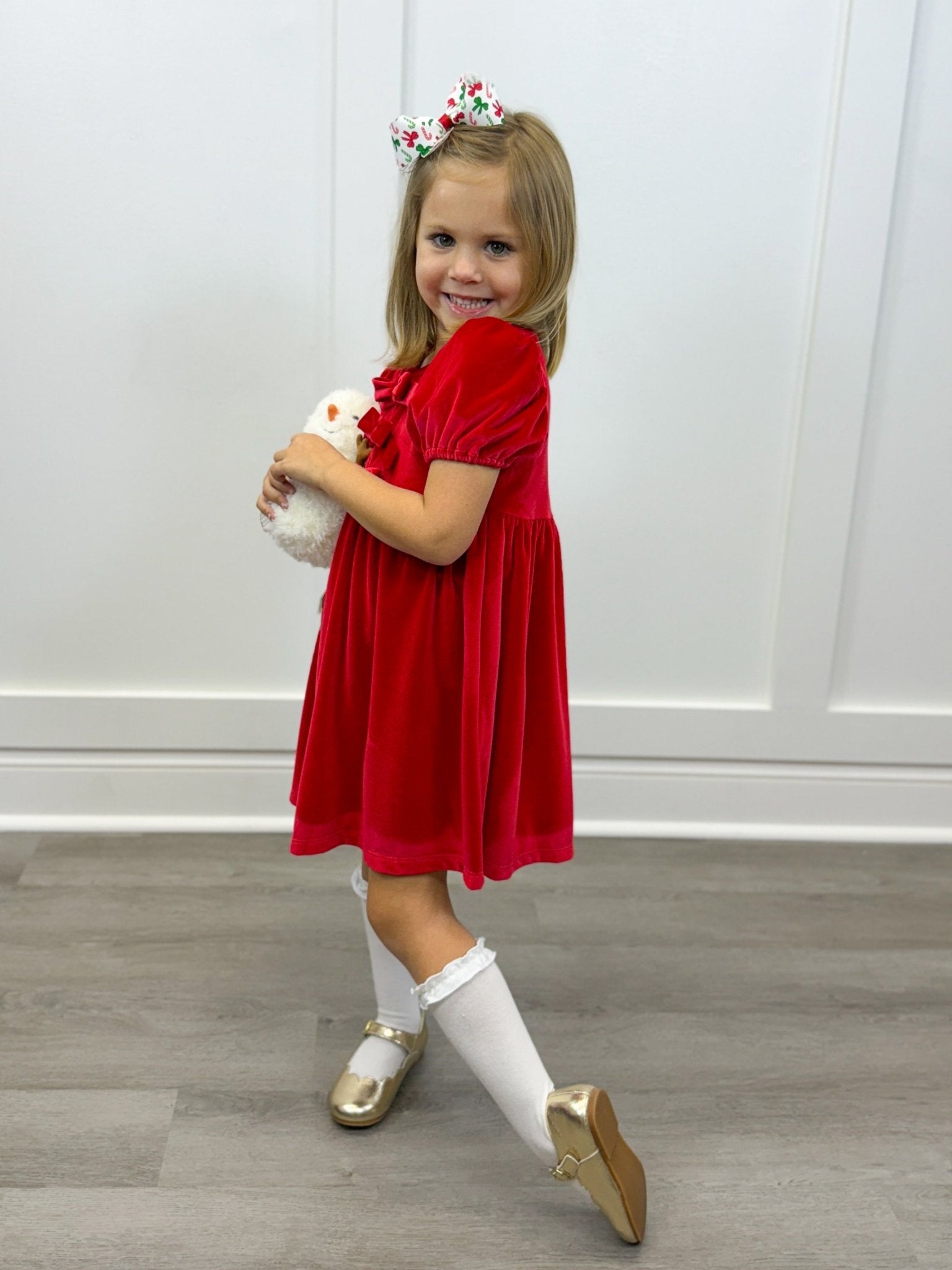 Chelsea Bow Dress - Red Girls Occasion Dresses Emma Jean