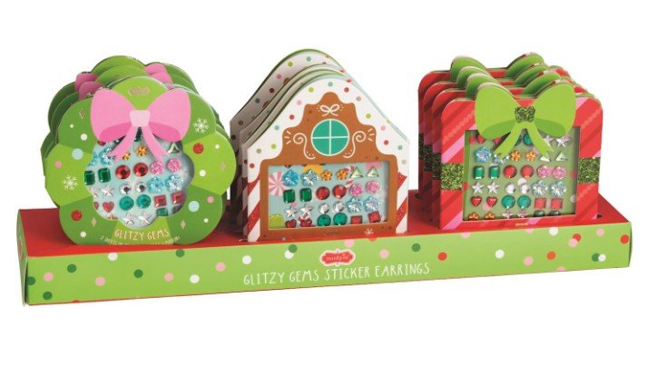 Christmas Glitzy Gems Sticker Earrings Seasonal Mudpie