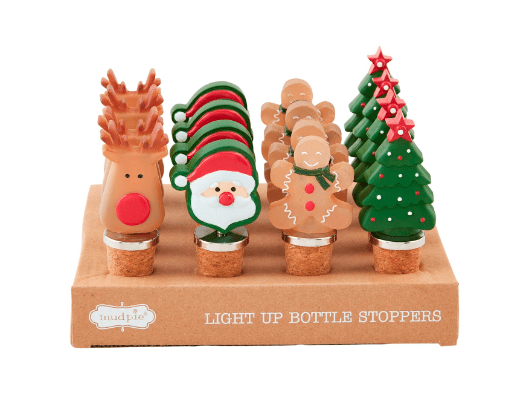 Christmas Light-Up Bottle Stoppers - Assorted Seasonal Mudpie