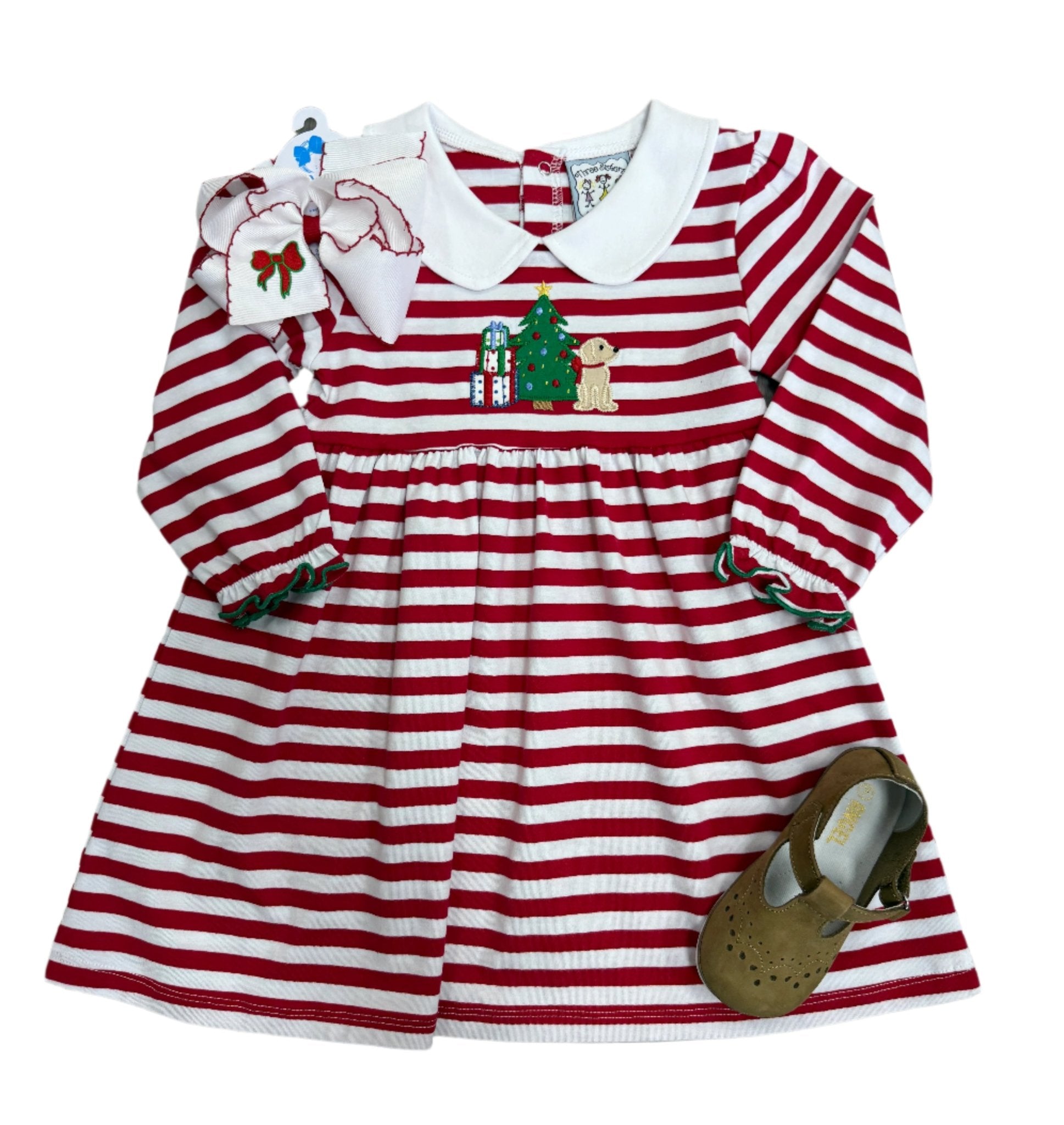 Christmas Morning L/S Dress Girls Bubbles + Rompers Three Sisters