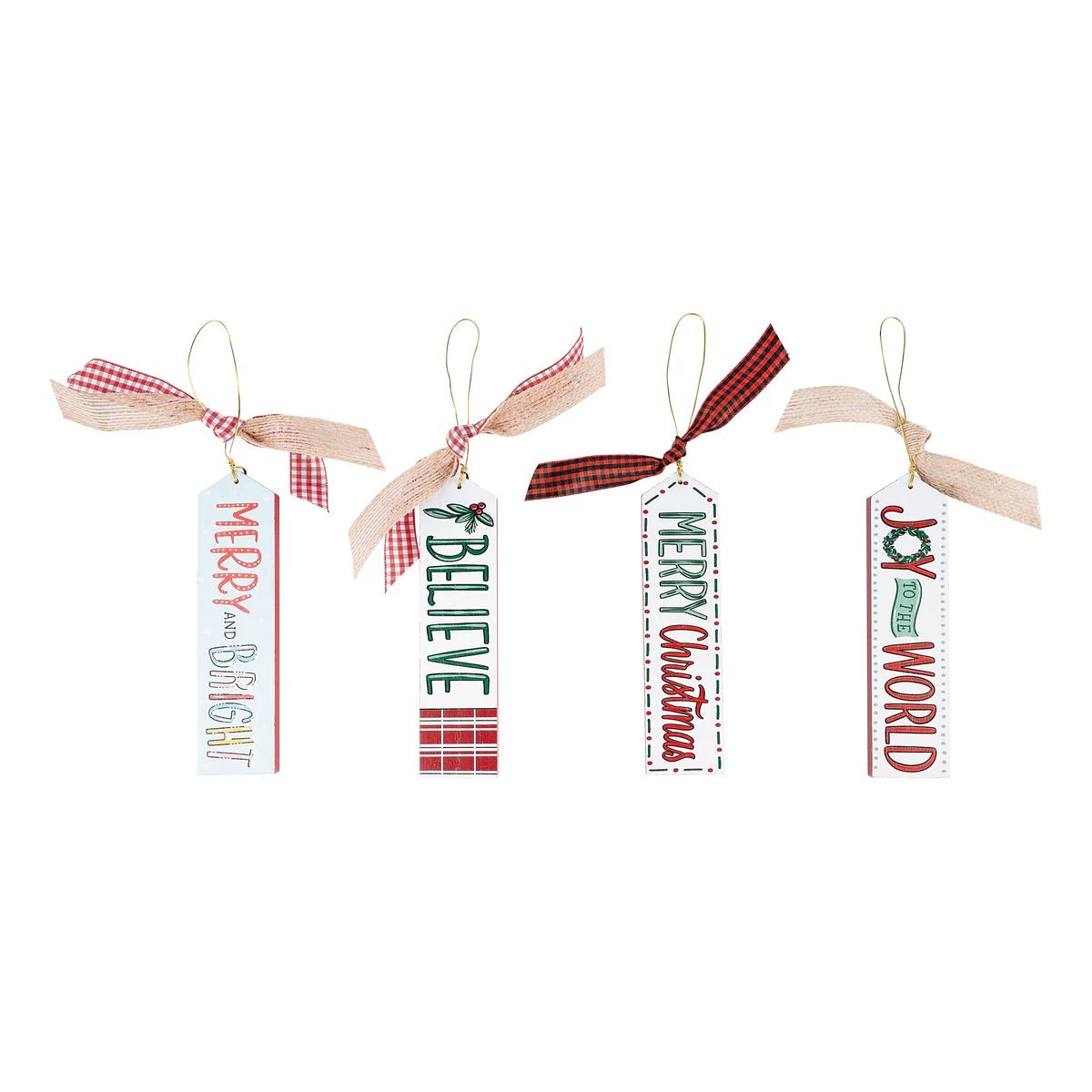 Christmas Ornaments Wood Set of 4 Seasonal Glory Haus