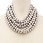 Chunky Beaded Layered Magnetic Necklace - Black Necklaces anbfashion