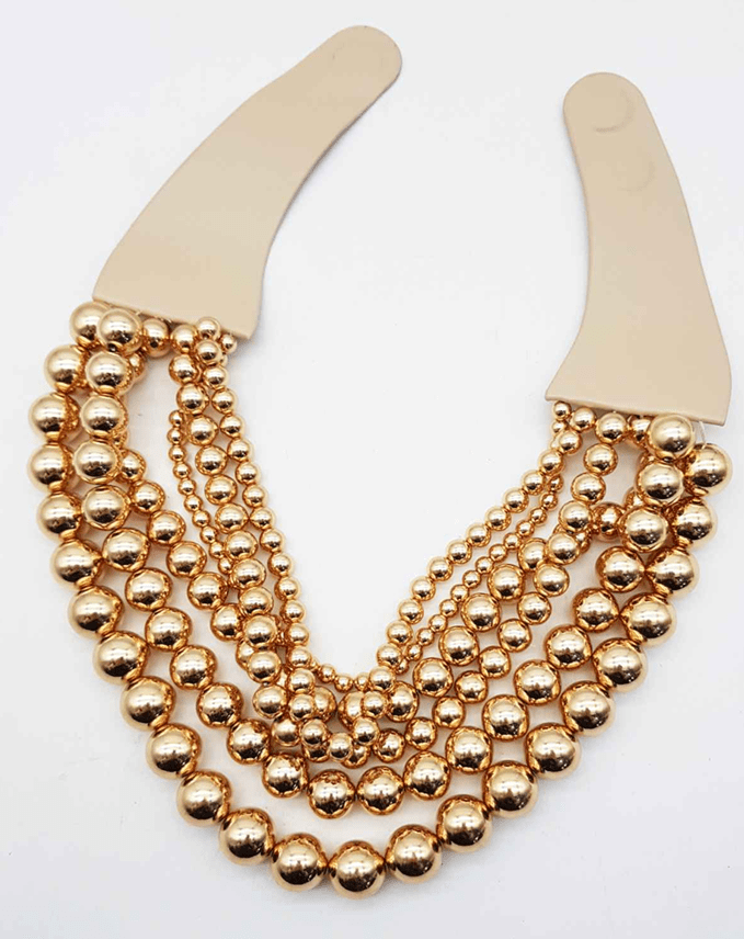 Chunky Beaded Layered Magnetic Necklace - Black Necklaces anbfashion