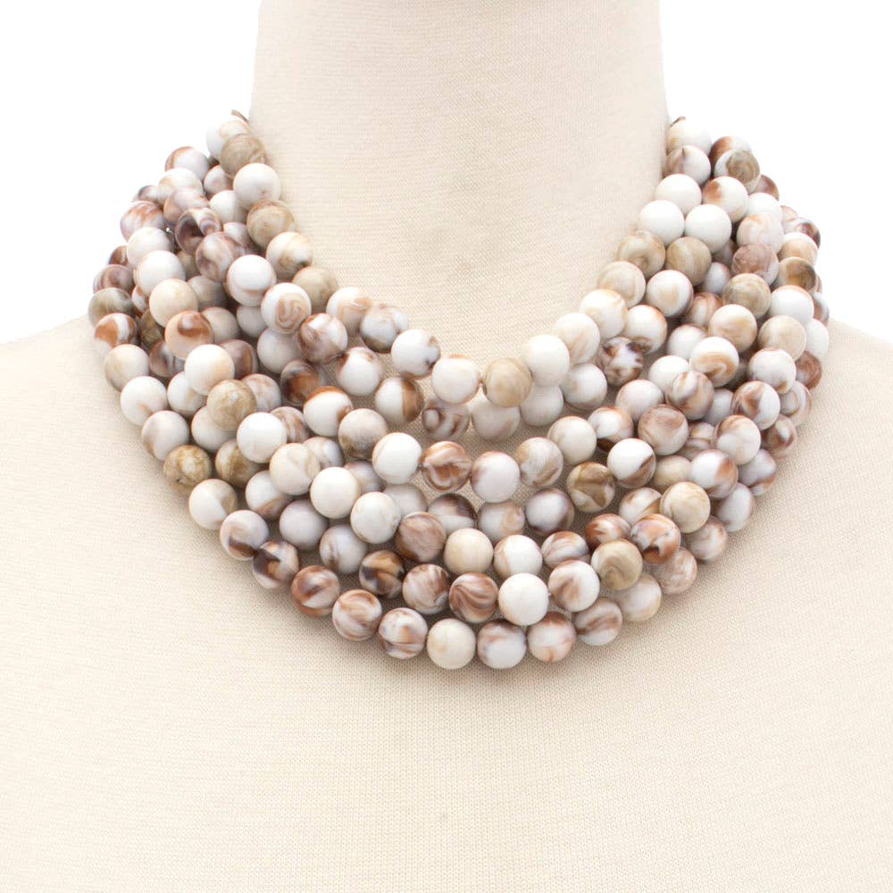 Chunky Beaded Layered Magnetic Necklace - Black Necklaces anbfashion