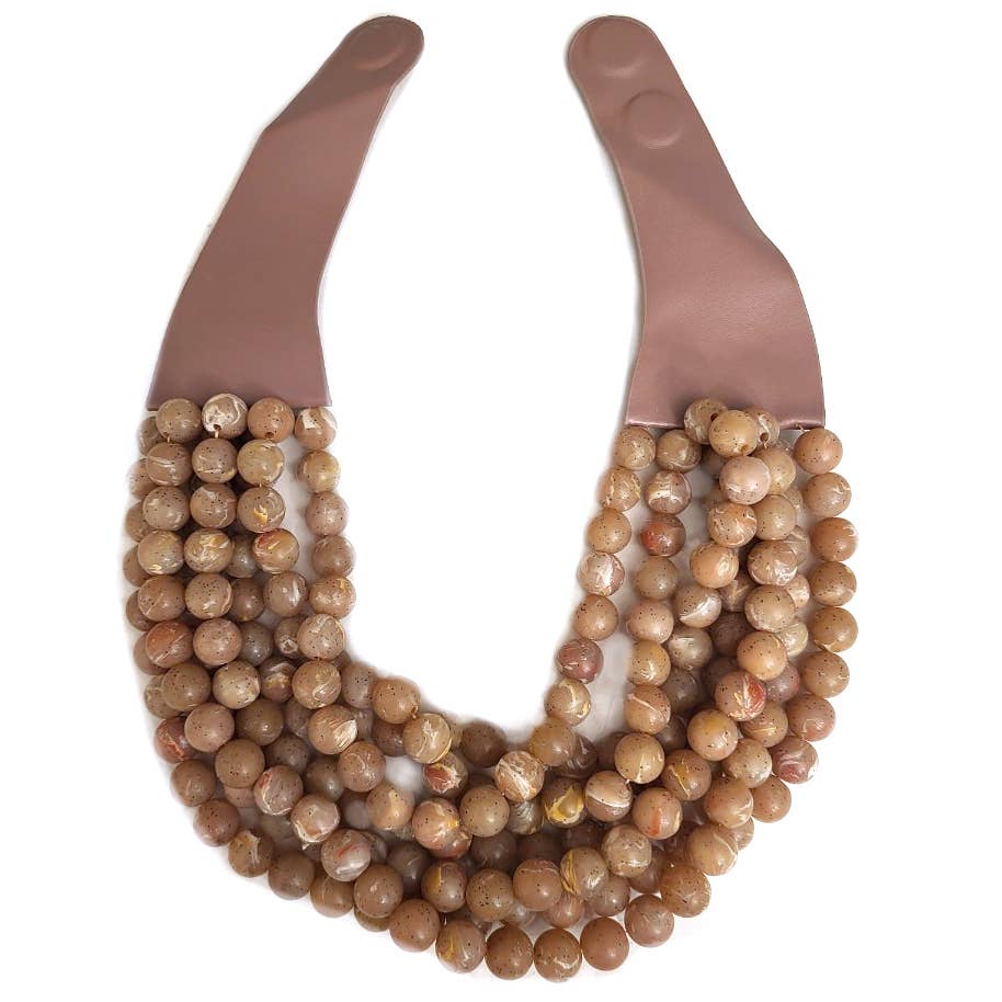 Chunky Beaded Layered Magnetic Necklace - Black Necklaces anbfashion
