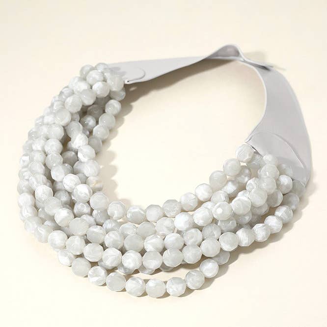 Chunky Beaded Layered Magnetic Necklace - Black Necklaces anbfashion