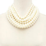 Chunky Beaded Layered Magnetic Necklace - Black Necklaces anbfashion