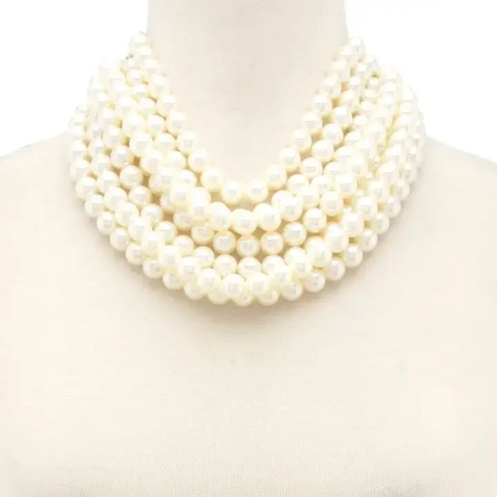 Chunky Beaded Layered Magnetic Necklace - Black Necklaces anbfashion