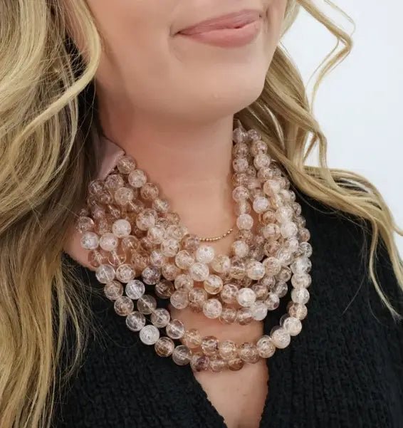 Chunky Beaded Layered Magnetic Necklace - Black Necklaces anbfashion