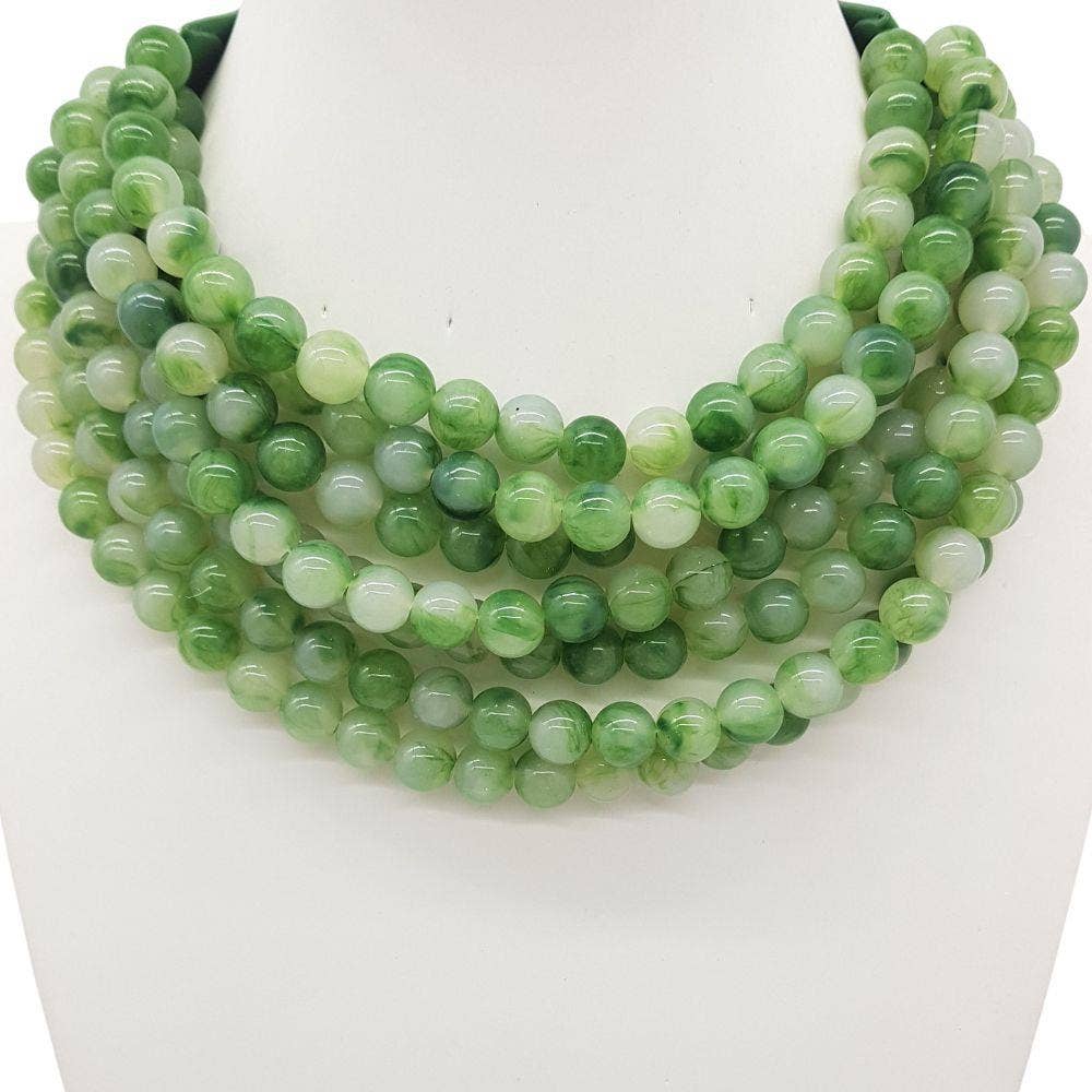 Chunky Beaded Layered Magnetic Necklace - Black Necklaces anbfashion