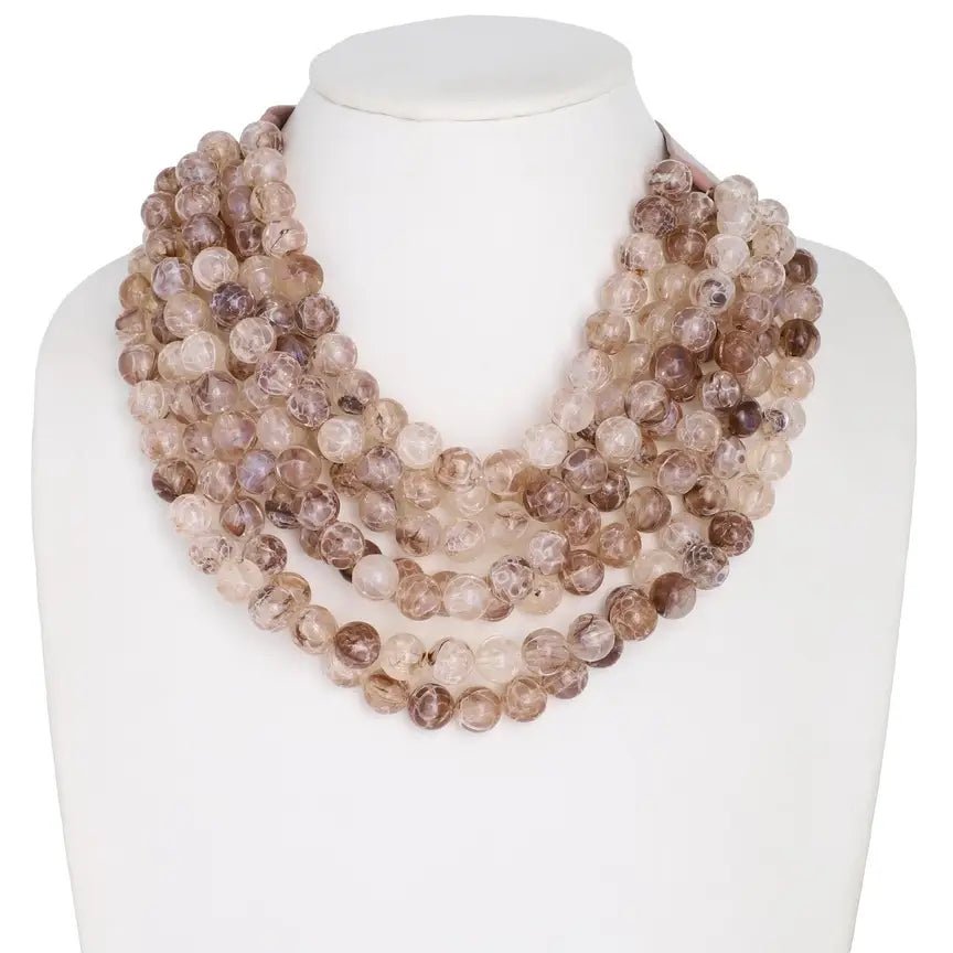 Chunky Beaded Layered Magnetic Necklace - Black Necklaces anbfashion