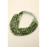 Chunky Beaded Layered Magnetic Necklace - Olive Necklaces ANB Fashion