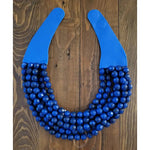 Chunky Beaded Layered Magnetic Necklace - Royal Blue Necklaces ANB Fashion
