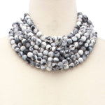 Chunky Beaded Layered Magnetic Necklace - Silver Necklaces anbfashion