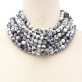 Chunky Beaded Layered Magnetic Necklace - Silver Necklaces anbfashion