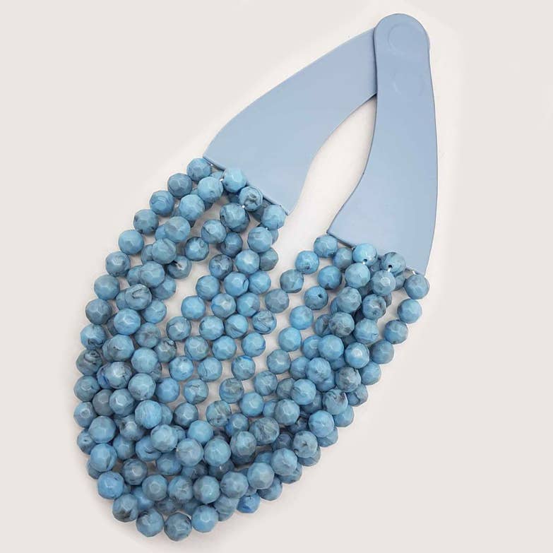 Chunky Beaded Layered Magnetic Necklace - Silver Necklaces anbfashion