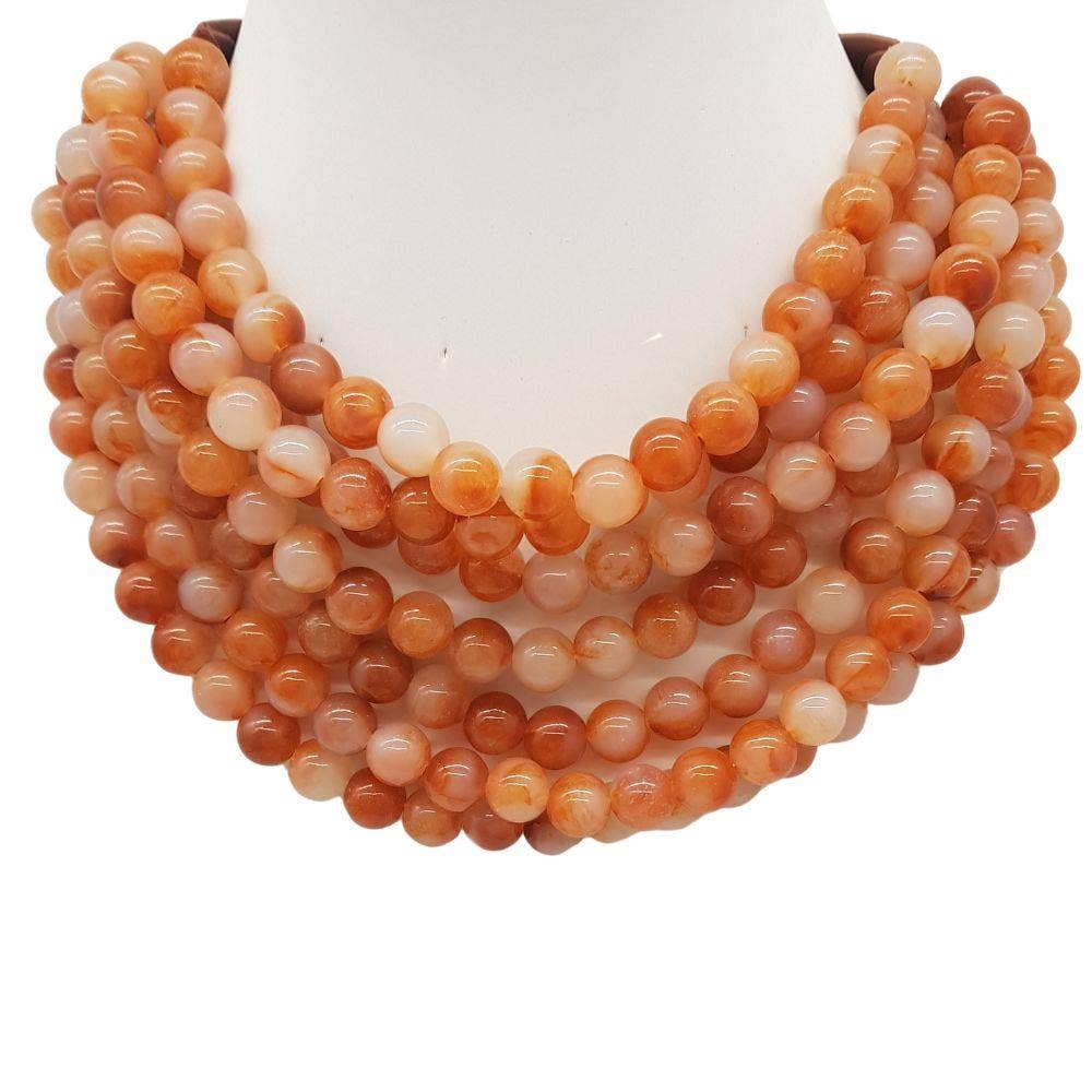 Chunky Beaded Layered Magnetic Necklace - Silver Necklaces anbfashion