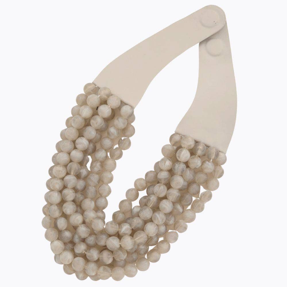 Chunky Beaded Layered Magnetic Necklace - Silver Necklaces anbfashion