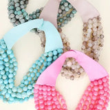 Chunky Beaded Layered Magnetic Necklace - Silver Necklaces anbfashion