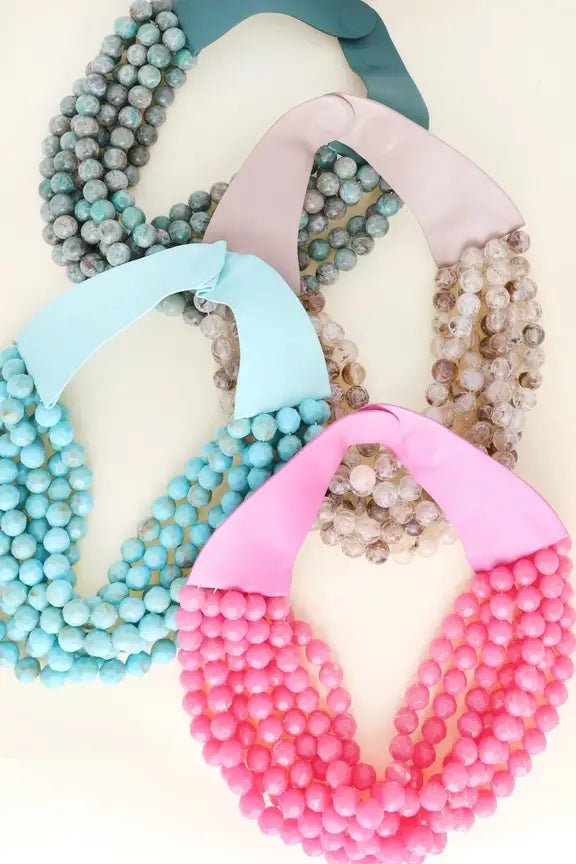 Chunky Beaded Layered Magnetic Necklace - Silver Necklaces anbfashion