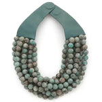 Chunky Beaded Layered Magnetic Necklace - Silver Necklaces anbfashion