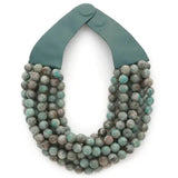 Chunky Beaded Layered Magnetic Necklace - Silver Necklaces anbfashion