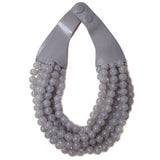 Chunky Beaded Layered Magnetic Necklace - Silver Necklaces anbfashion