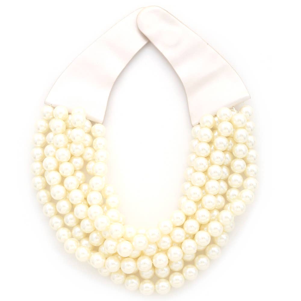 Chunky Beaded Layered Magnetic Necklace - Silver Necklaces anbfashion