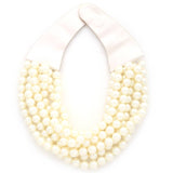 Chunky Beaded Layered Magnetic Necklace - Silver Necklaces anbfashion